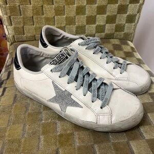 Golden Star Limit White Sneakers with Gray Star Skater Shoes
